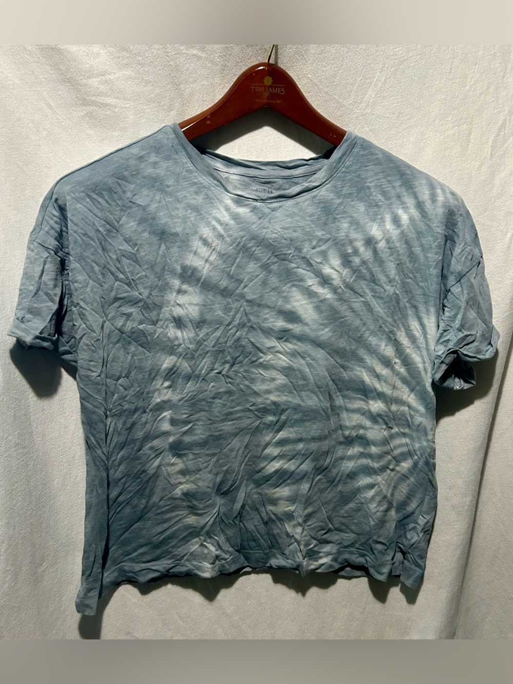 Time and Tru Light Blue Tie Dye Crop Tee Size L (12-14) Womens
